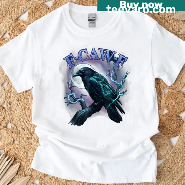 Electric raven illustration with a full moon on a t-shirt