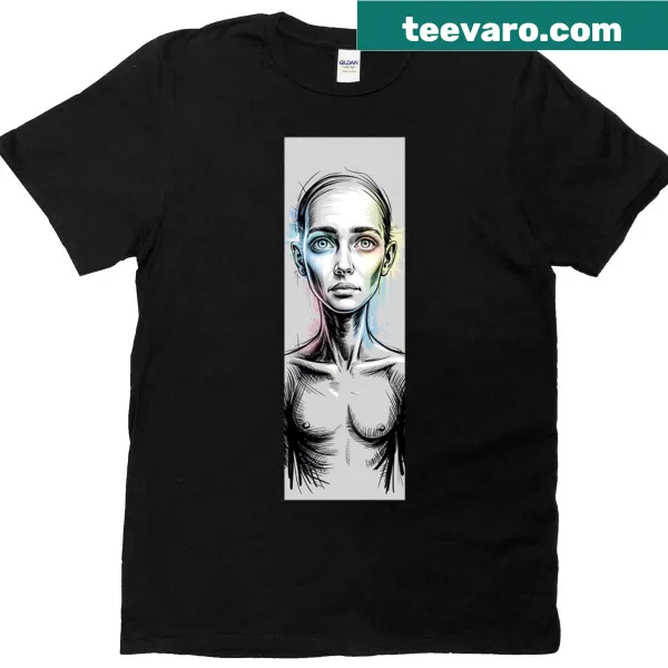 Artistic t-shirt featuring an expressive portrait with bold strokes
