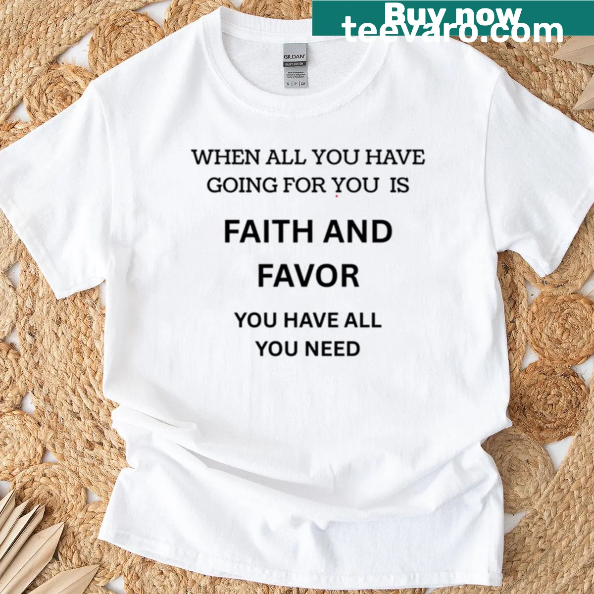 T-shirt with the phrase 'Faith And Favor' — on a men's t-shirt