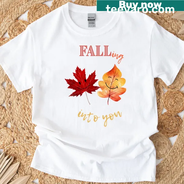 T-shirt featuring a charming autumn leaves illustration