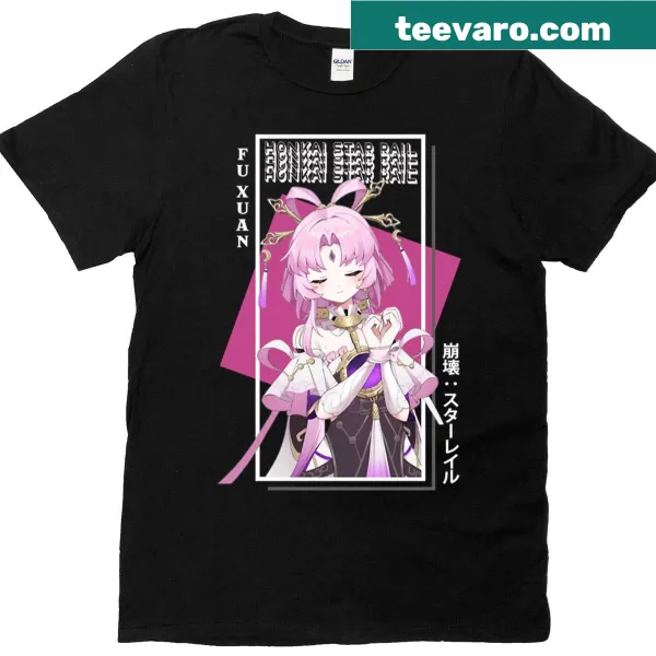Artistic Fu Xuan graphic from Honkai Star Rail on T-shirt