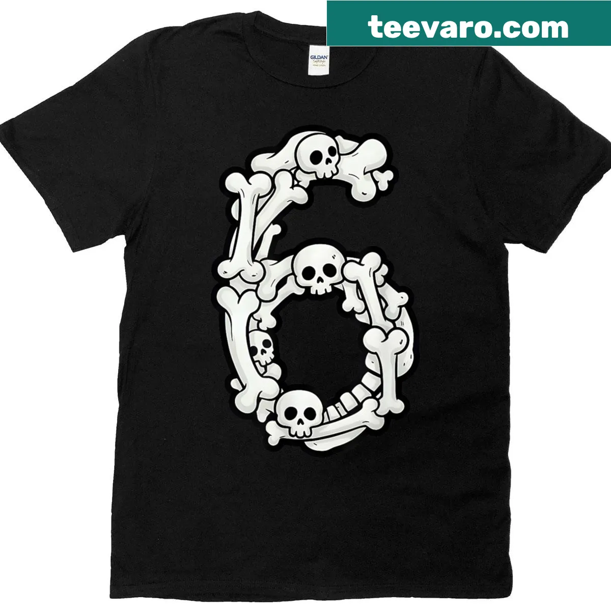 Cartoon bones design with text for matching couple Halloween shirt — on a men's t-shirt
