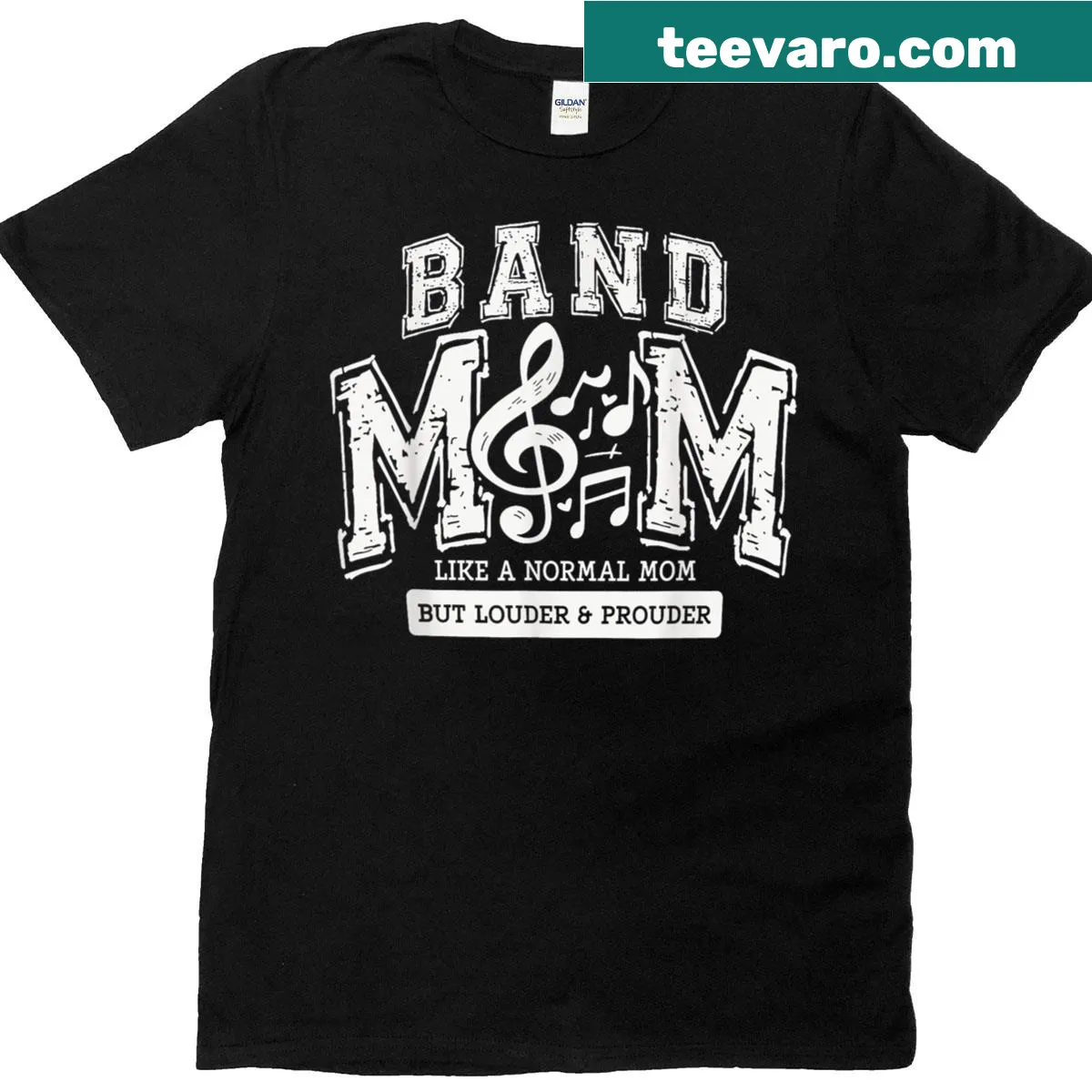 T-shirt with the phrase 'Like a Normal Mom But Louder And Prouder' for band moms — on a men's t-shirt