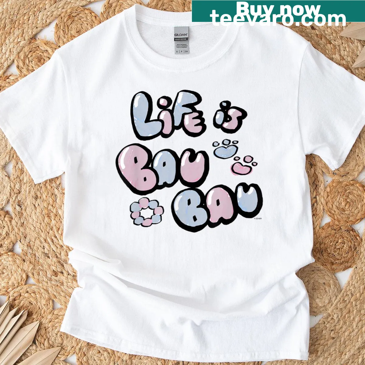 Cute t-shirt with Fuwamoco theme and playful text — on a men's t-shirt