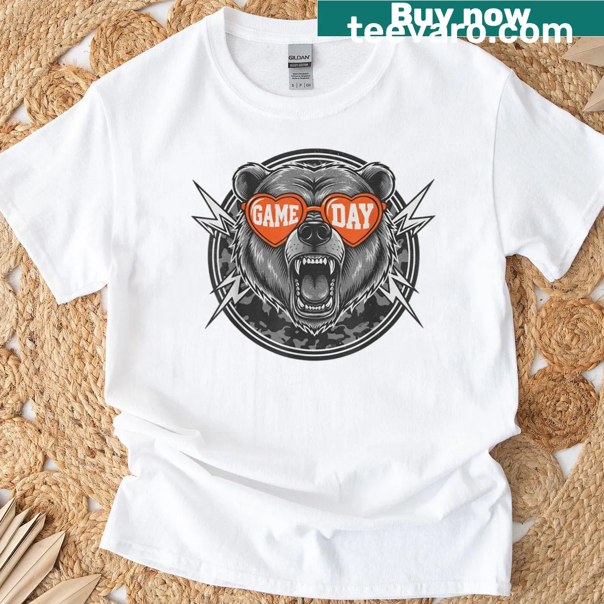Playful bear design on a T-shirt for game day — on a men's t-shirt