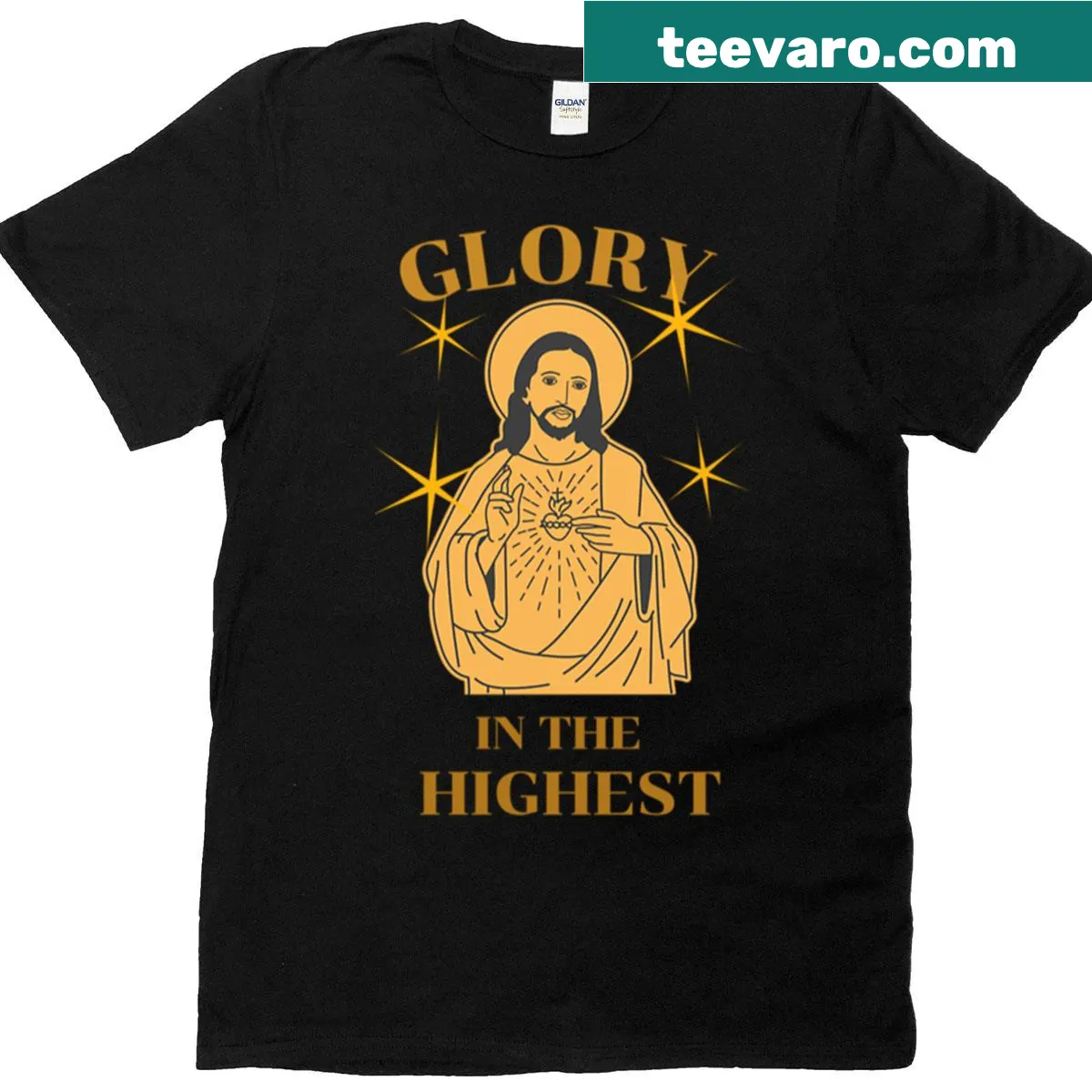 Oversized t-shirt with elegant Christmas faith-themed typography — on a men's t-shirt