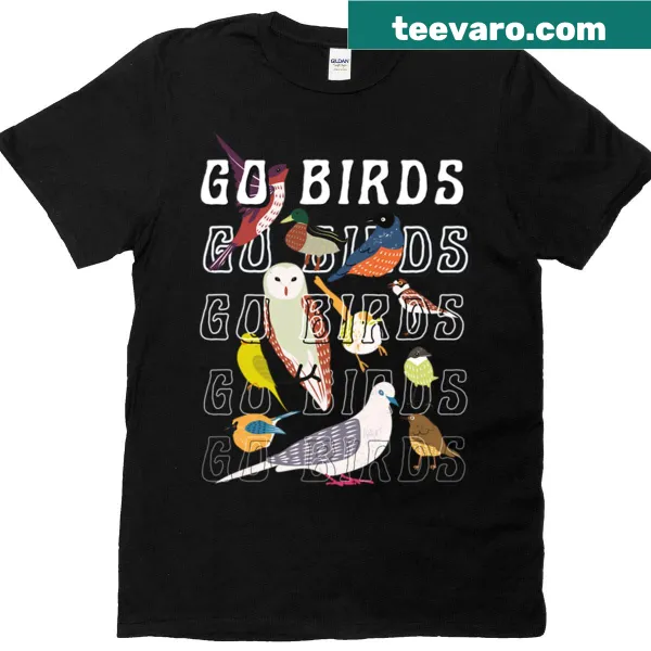 Playful pigeon graphic for Philadelphia Eagles fans on a t-shirt