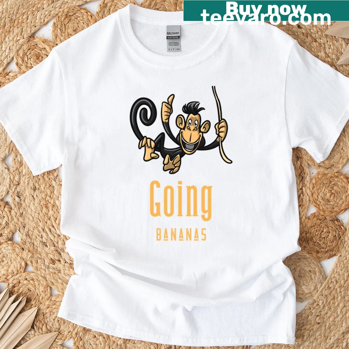 Cartoon monkey graphic on a kid's T-shirt — on a men's t-shirt