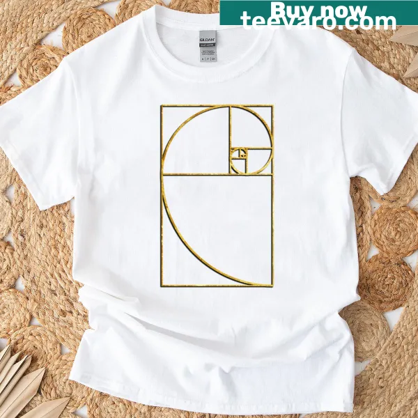T-shirt featuring Golden Ratio and Fibonacci Spiral illustration