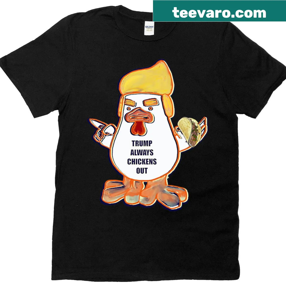 Oversized Christmas t-shirt with a humorous political satire design — on a men's t-shirt