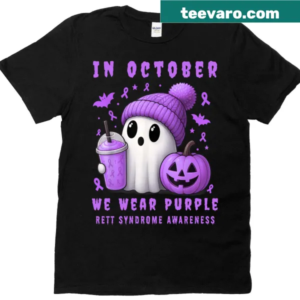 Purple Halloween t-shirt with Boo text for Rett Syndrome awareness