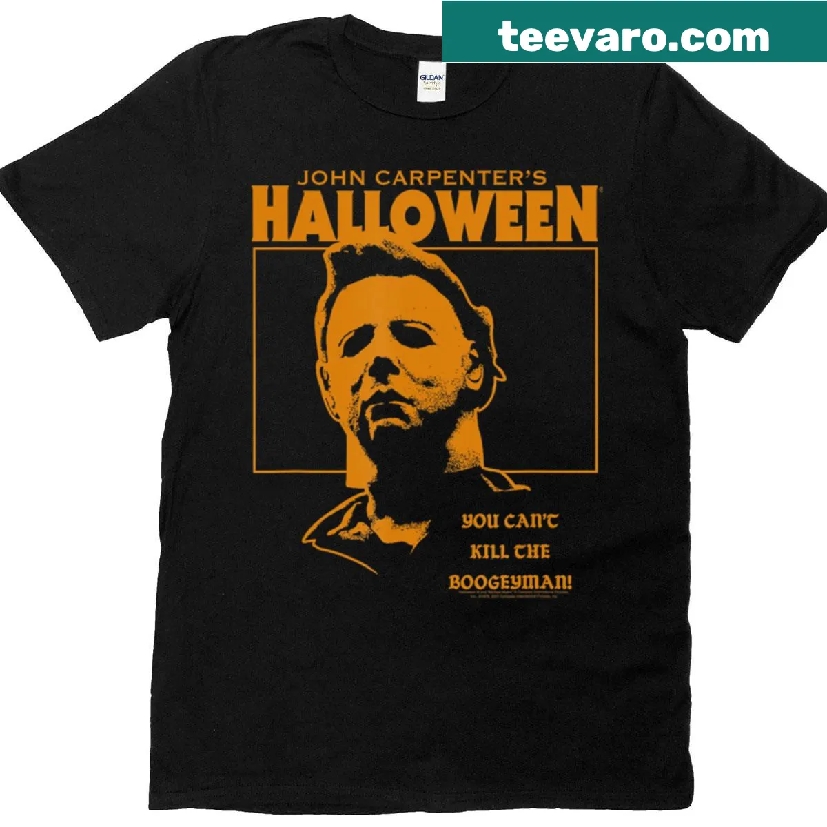 Halloween t-shirt with bold text 'You Can't Kill The Bogeyman' — on a men's t-shirt