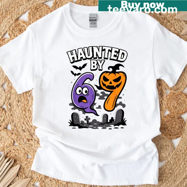 Scary Halloween T-shirt featuring ghosts and pumpkins