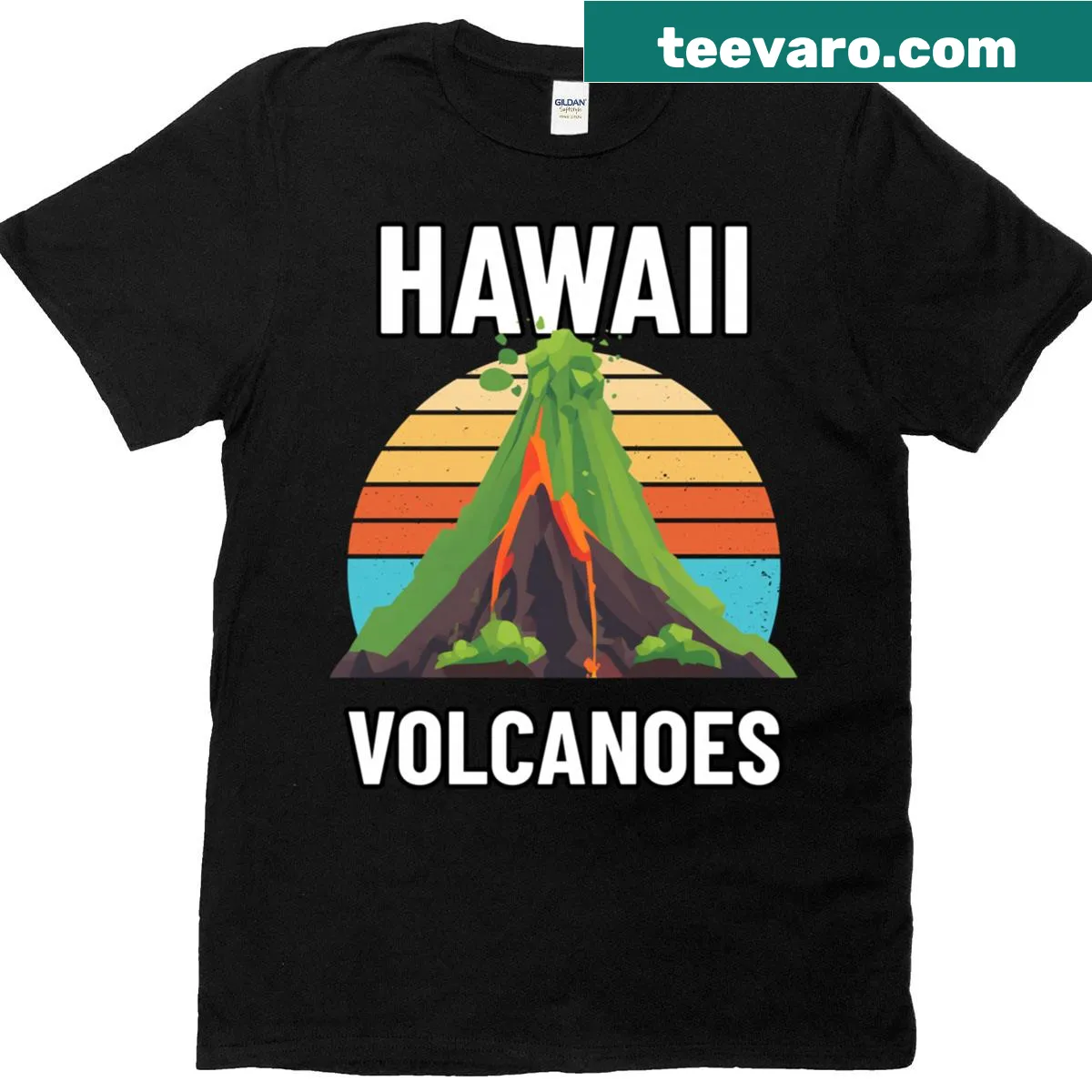 Fun graphic celebrating Hawaii's volcanoes on T-shirt — on a men's t-shirt