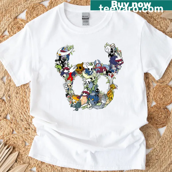 T-shirt featuring a spooky hollow crew mask graphic