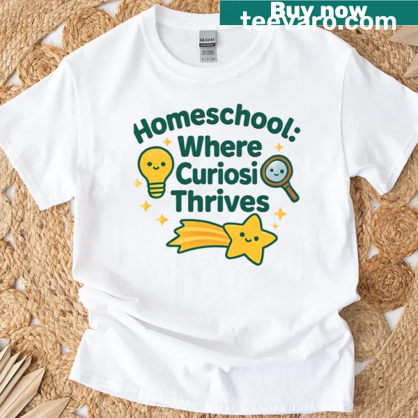 Inspirational text 'Homeschool Where Curiosity Thrives' for education advocates.