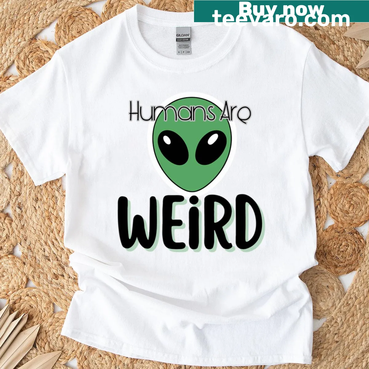 Humor t-shirt with the text 'Humans Are Weird' — on a men's t-shirt