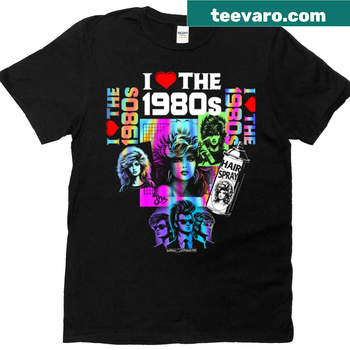 Nostalgic t-shirt featuring text about 1980s hair — on a men's t-shirt