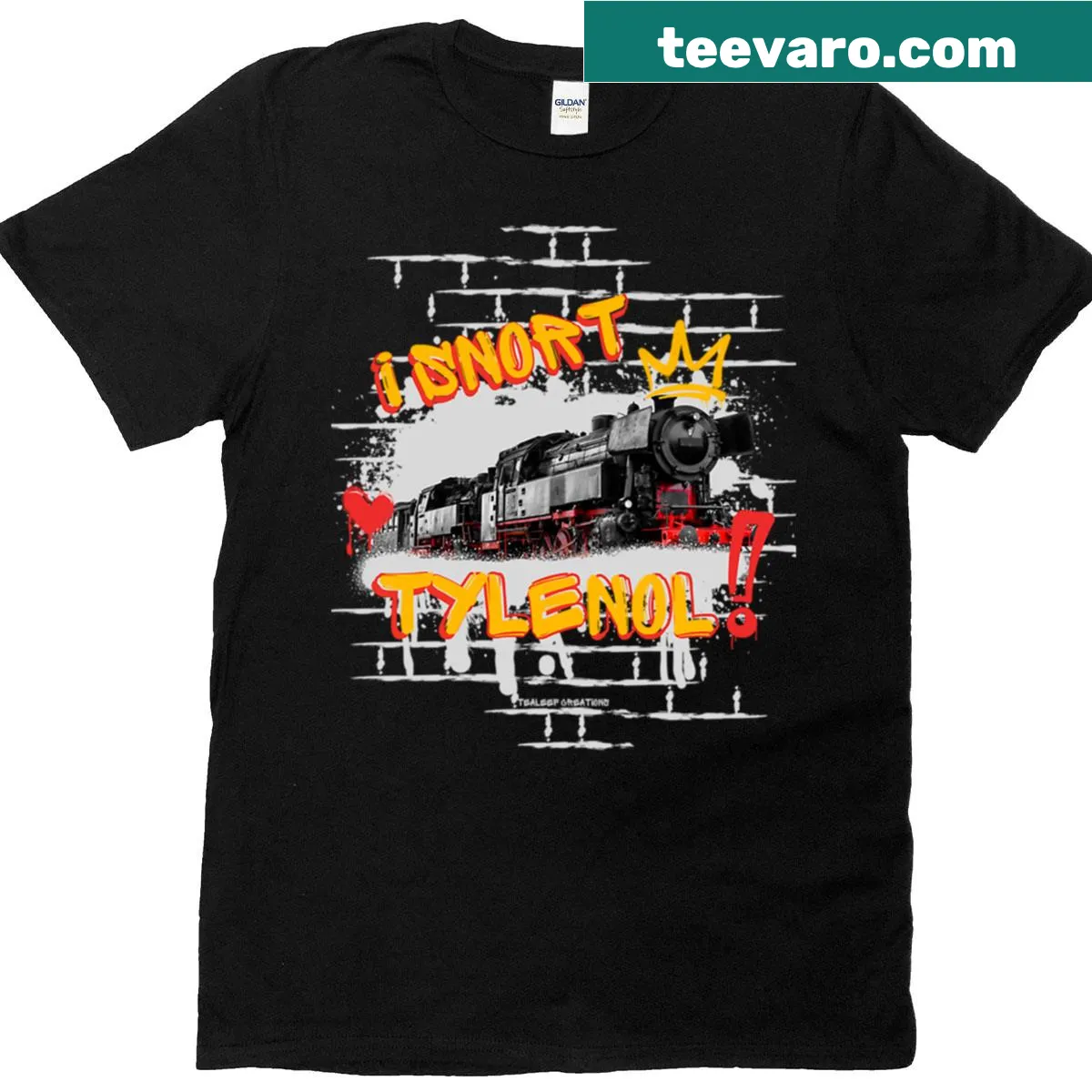 Funny T-shirt featuring the phrase 'I Snort Tylenol' prominently — on a men's t-shirt