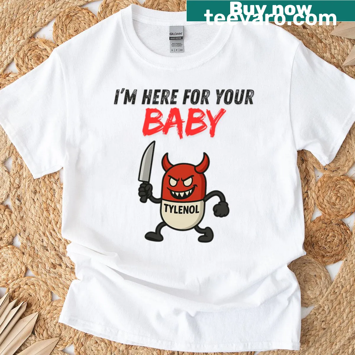 Cute T-shirt with the phrase 'I'm Here For Your Baby' in playful typography — on a men's t-shirt
