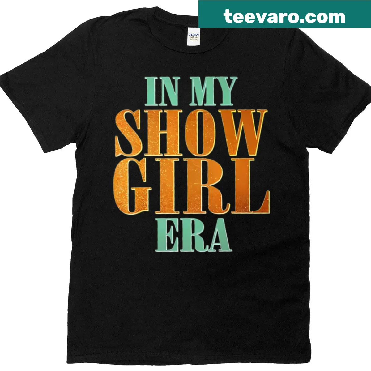 Bold print t-shirt with 'In My Show Girl Era' text design — on a men's t-shirt
