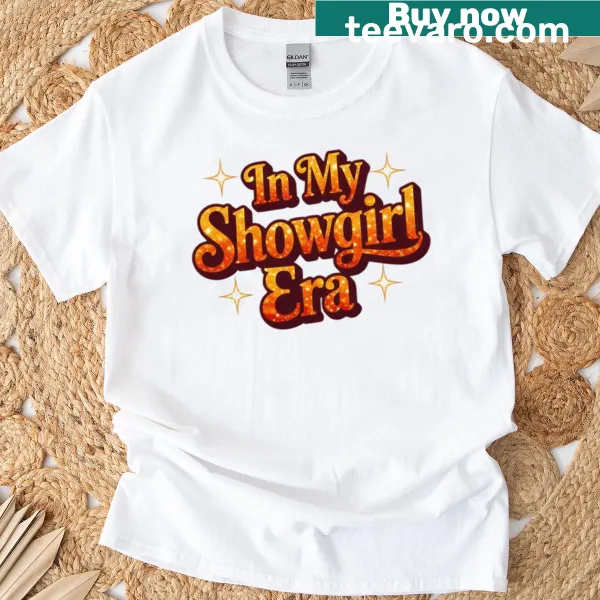 Glitter script 'In My Showgirl Era' design for a playful look.