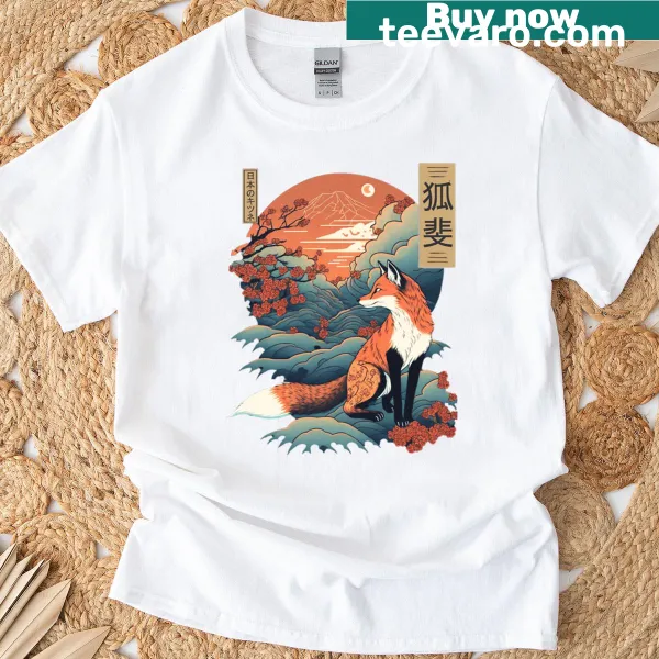 Illustration of a Japanese fox on a T-shirt