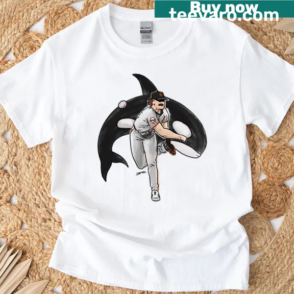 Whimsical t-shirt featuring killer whales and playful graphics