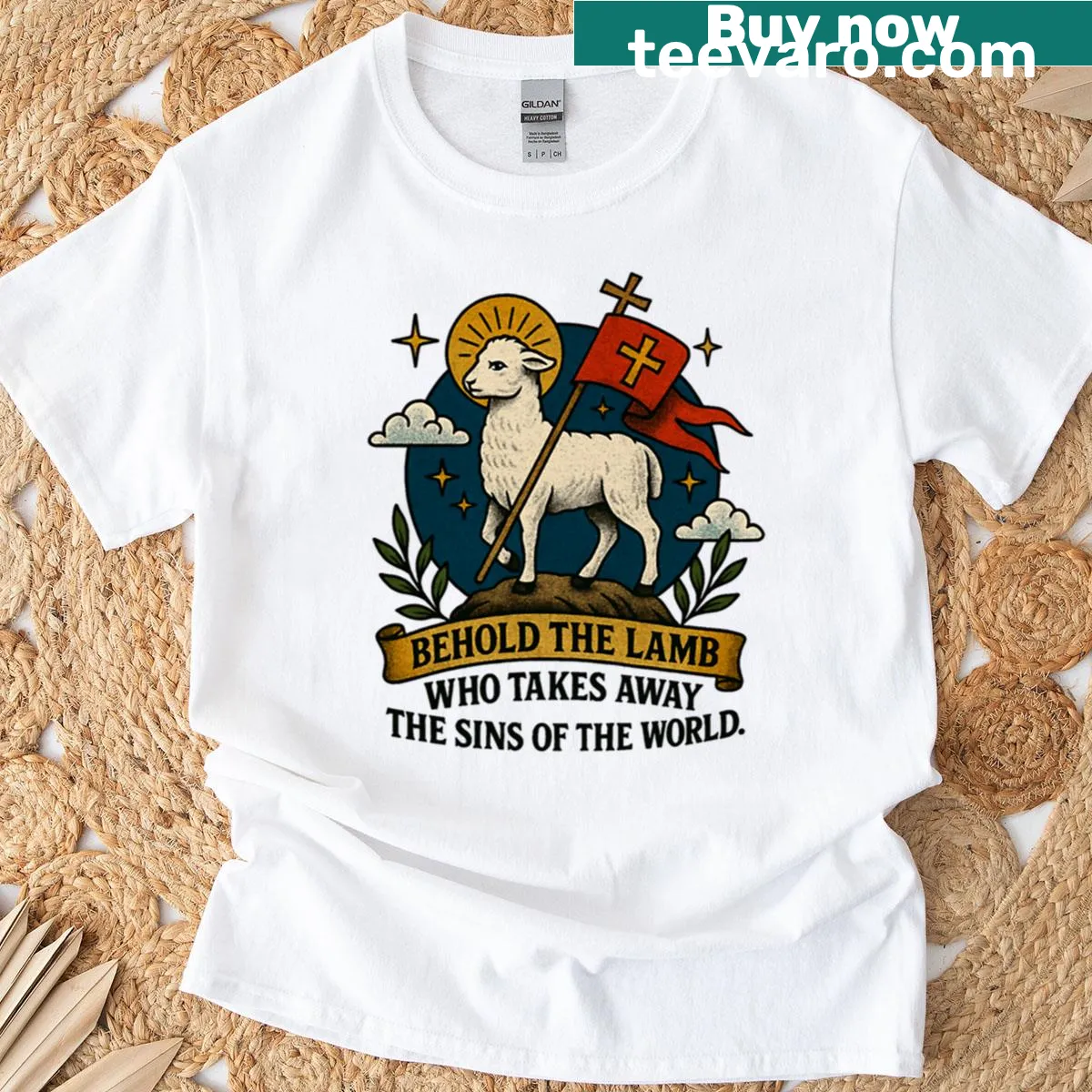 Meaningful Christian design on an oversized T-shirt — on a men's t-shirt