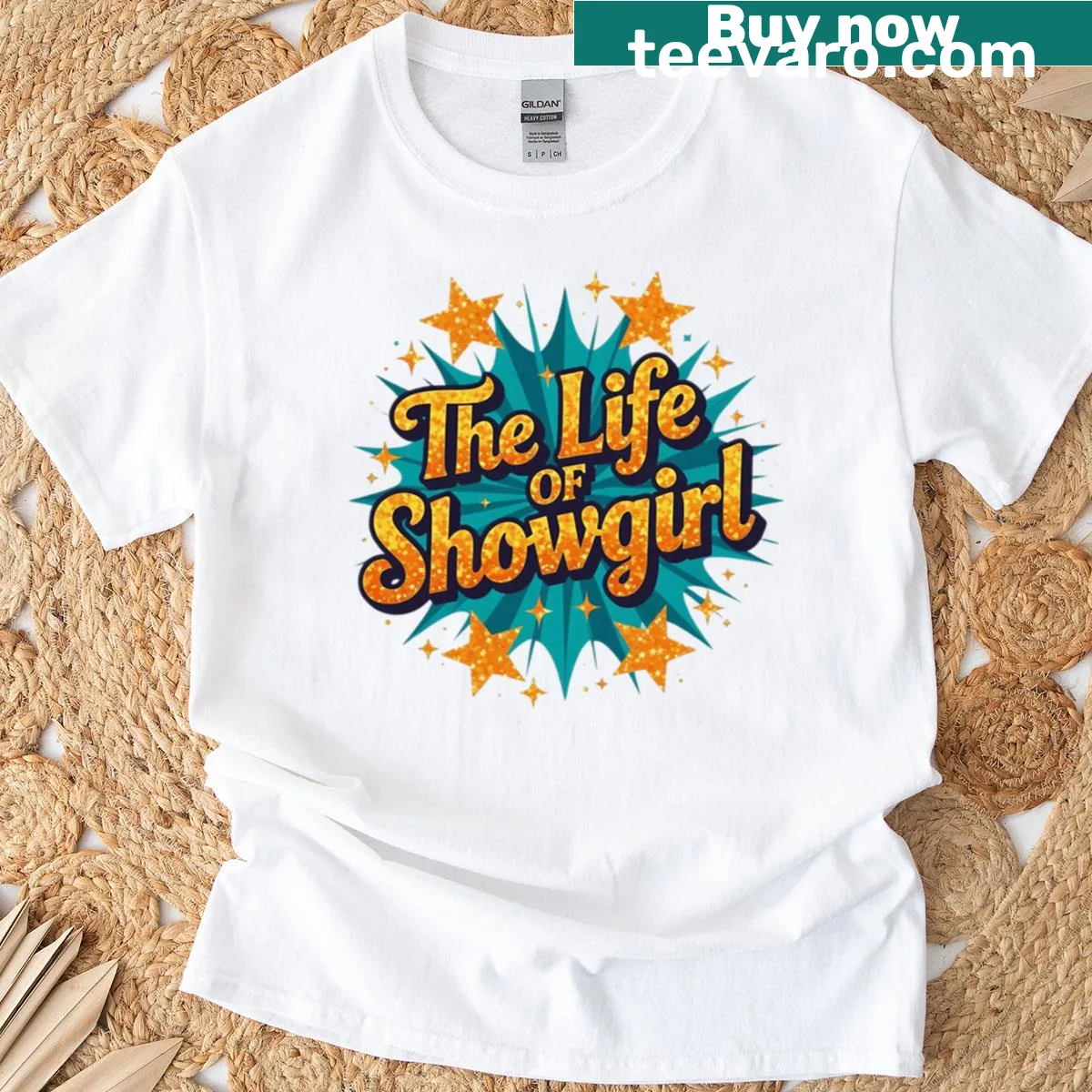 Cartoon design depicting the life of a showgirl — on a men's t-shirt