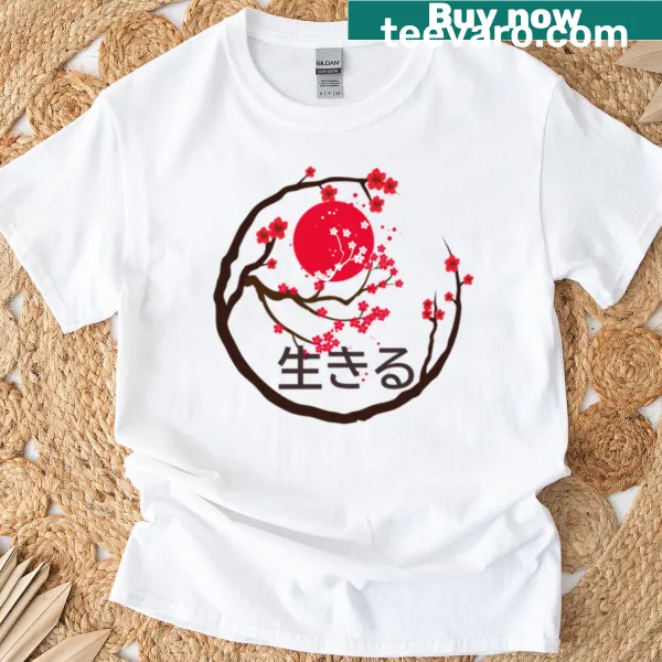 Oversized t-shirt featuring an illustration of a sakura tree.