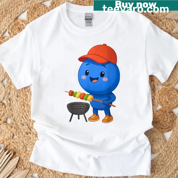 Grill master T-shirt with a lively blueberry theme