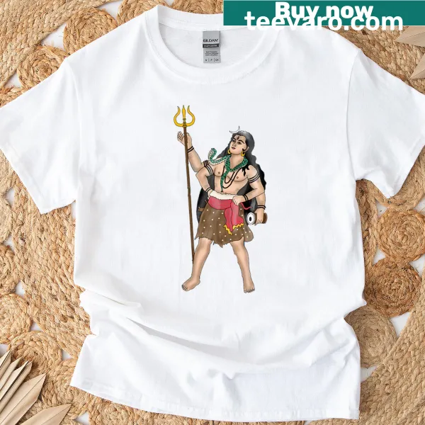 Oversized T-shirt with an illustration of Lord Shiva in meditation