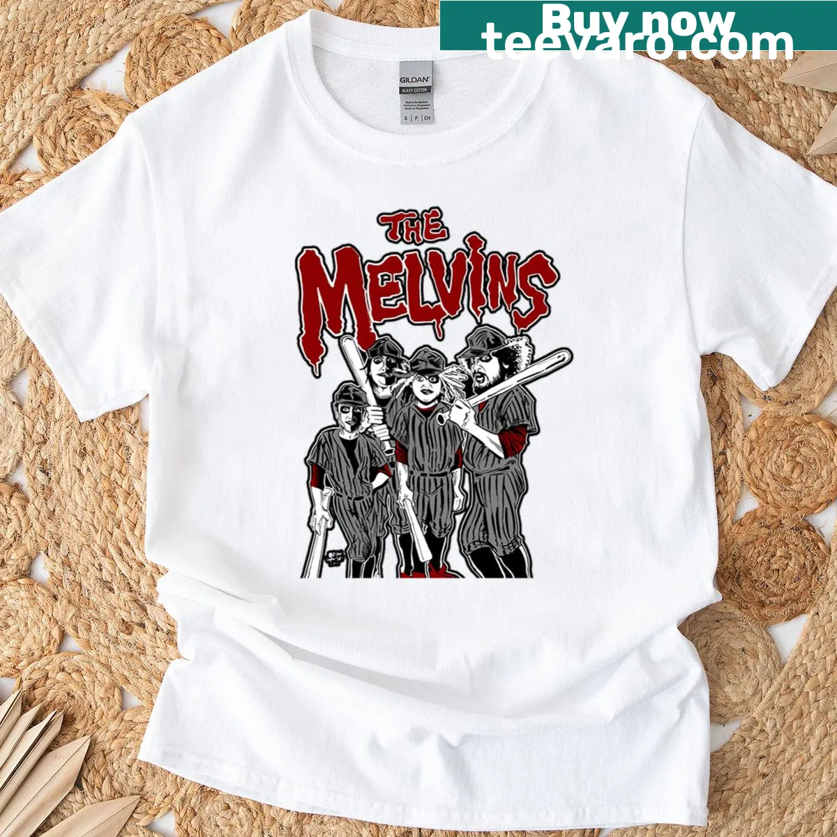 Vintage-style Melvins T-shirt with a nostalgic design — on a men's t-shirt
