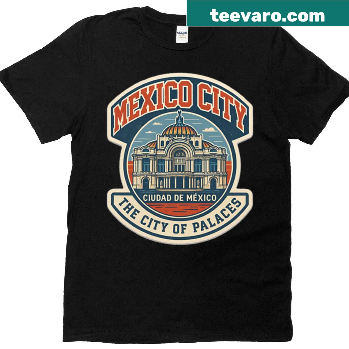 Typography T-shirt celebrating Mexico City as 'The City Of Palaces' — on a men's t-shirt