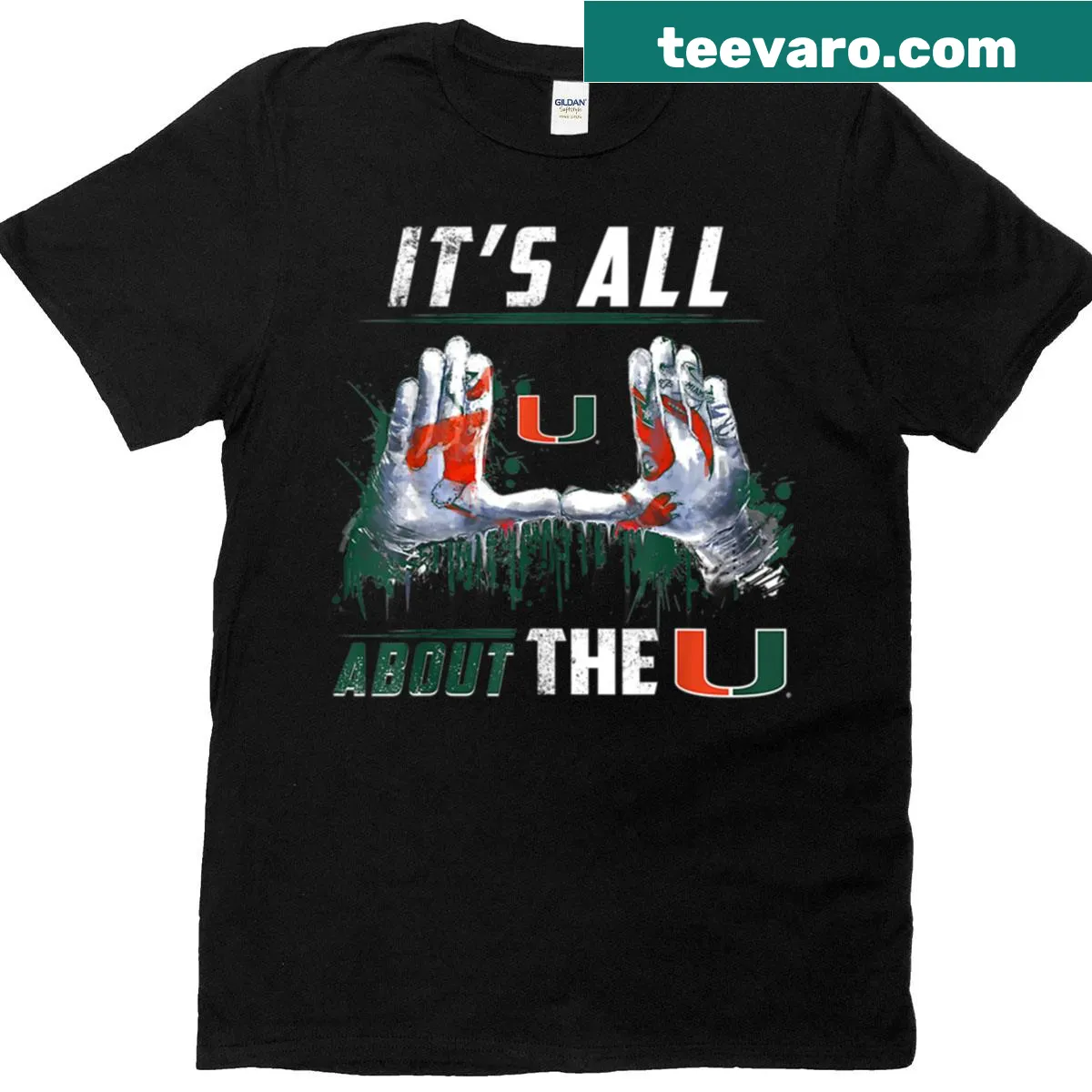 Miami Hurricanes themed design on a t-shirt — on a men's t-shirt