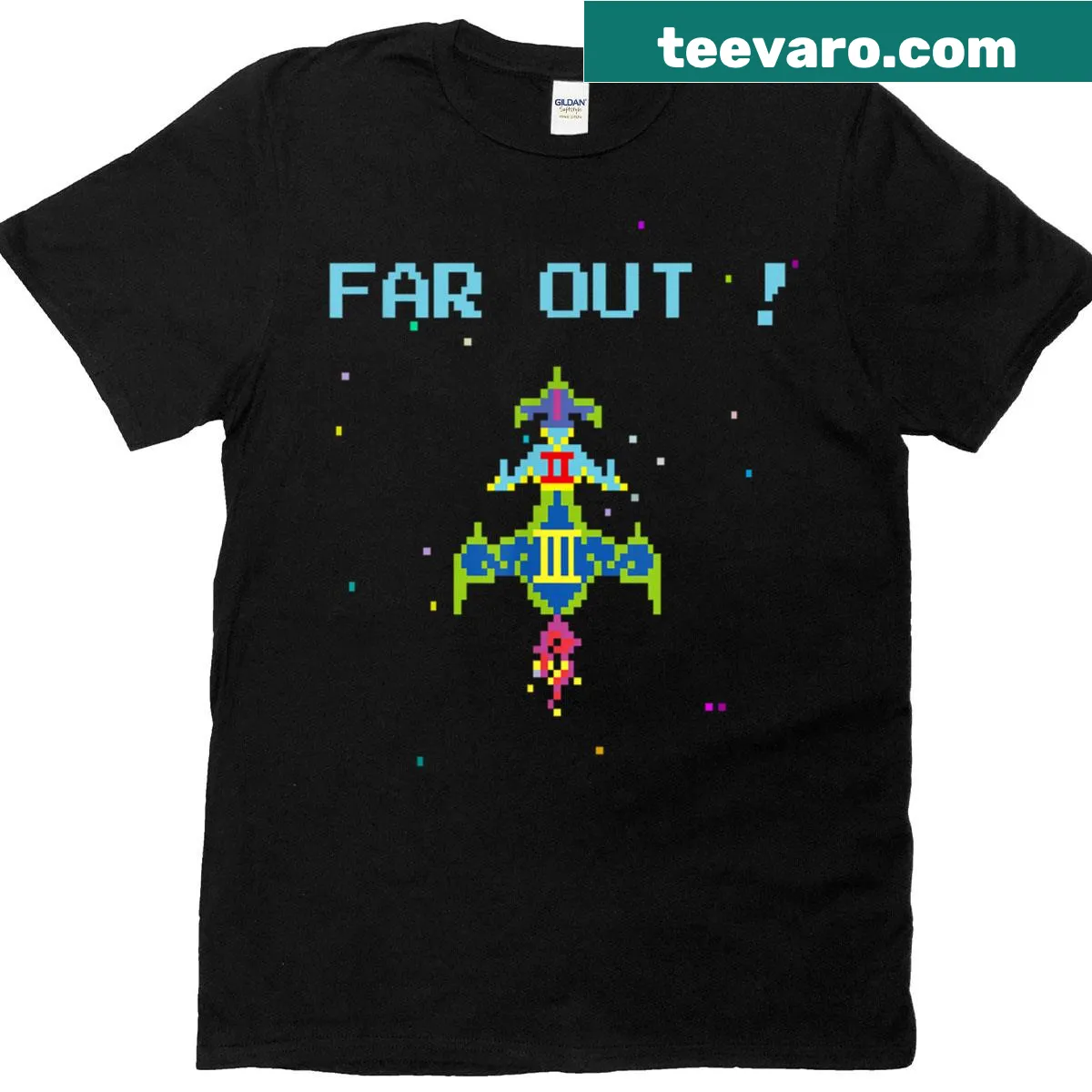 Retro gaming shirt featuring Moon Cresta design — on a men's t-shirt