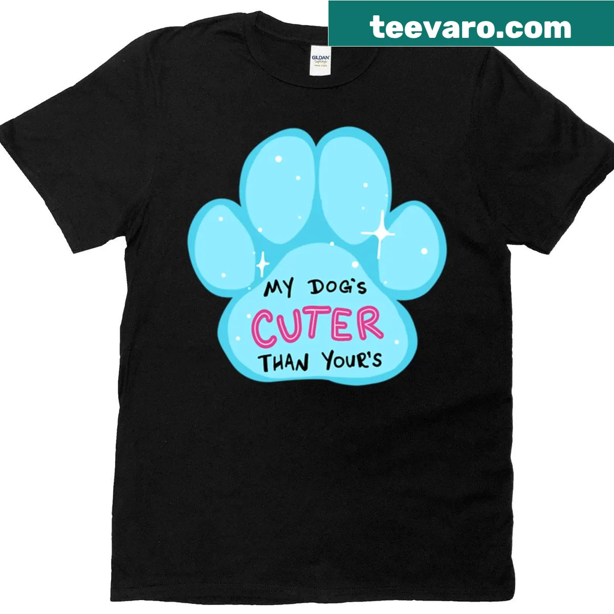 Playful dog lover T-shirt with cute dog illustration — on a men's t-shirt
