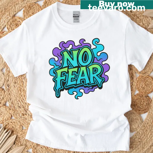 Bold typography t-shirt with No Fear in retro style
