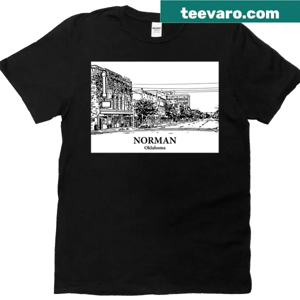 T-shirt featuring an illustration representing Norman, Oklahoma
