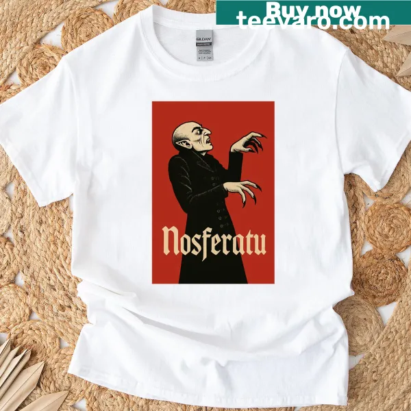 Vintage-distressed Nosferatu T-shirt celebrating classic horror cinema