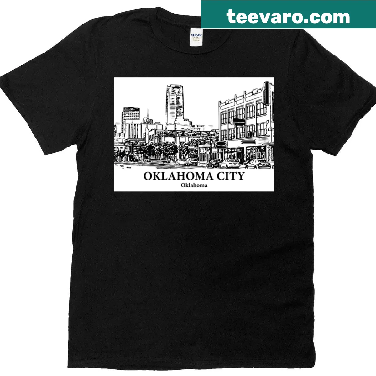 T-shirt with 'Oklahoma City - Oklahoma' printed in bold typography — on a men's t-shirt
