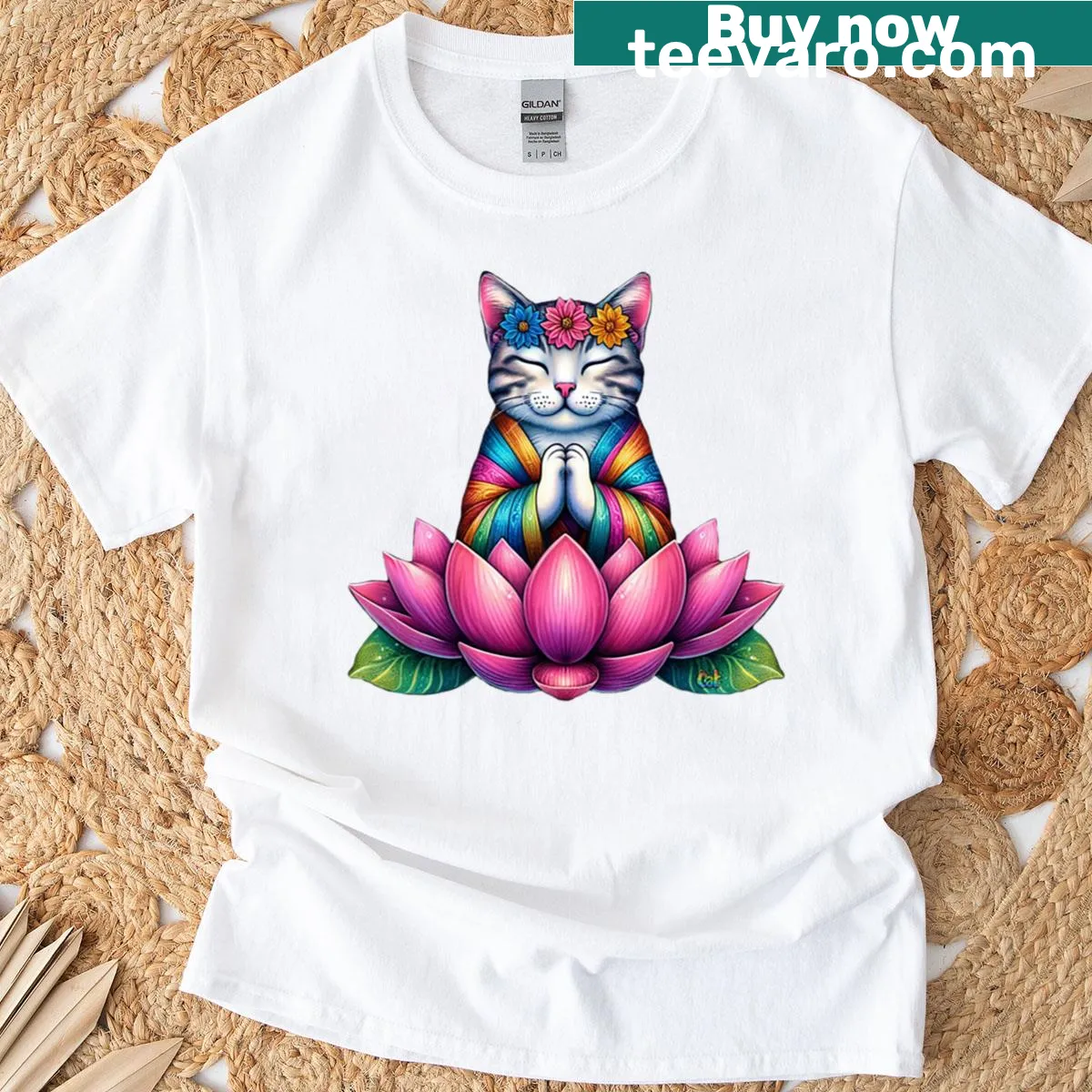Om The Purr T-shirt featuring a humorous cat design with the Om symbol — on a men's t-shirt
