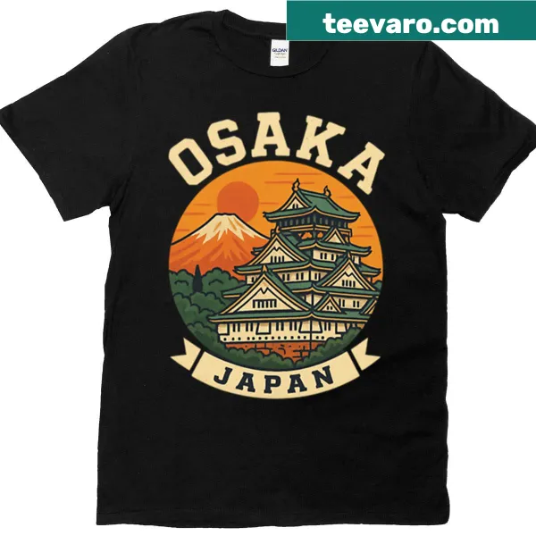 T-shirt featuring an artistic illustration of Osaka, Japan