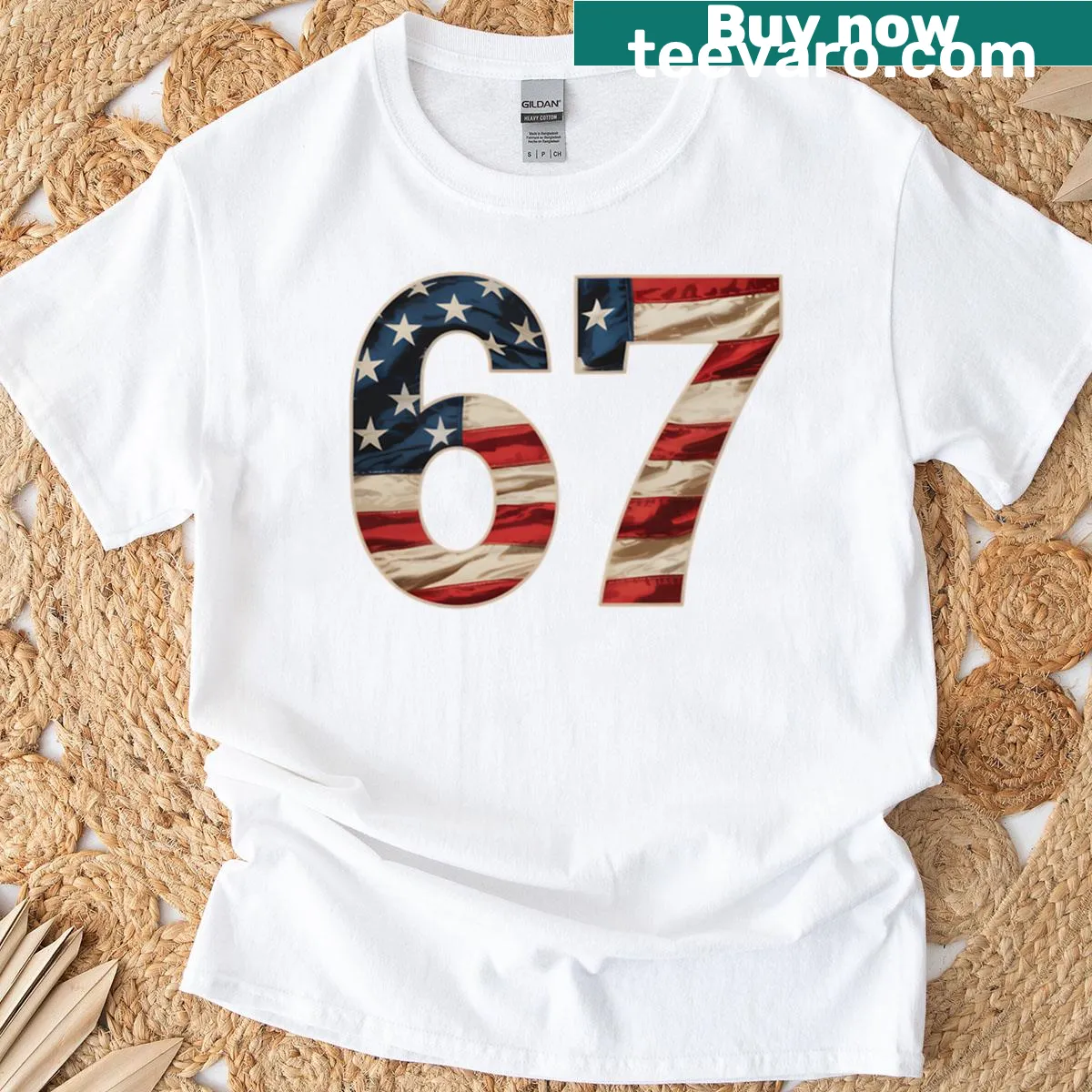 Vintage American flag graphic with meme reference on T-shirt — on a men's t-shirt