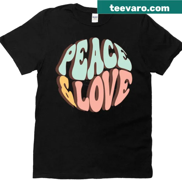 Vintage-style t-shirt with retro graphics of 'Peace Love'