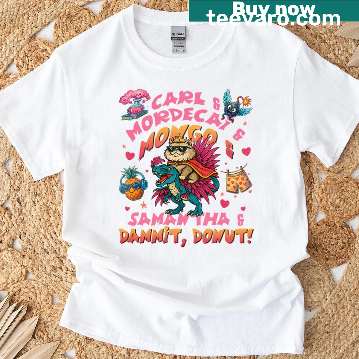 Vintage graphic t-shirt featuring Princess Donut Mongo from dungeon crawler themes — on a men's t-shirt