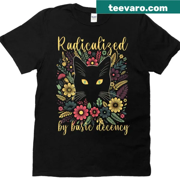 Cat and floral design on a sentimental t-shirt