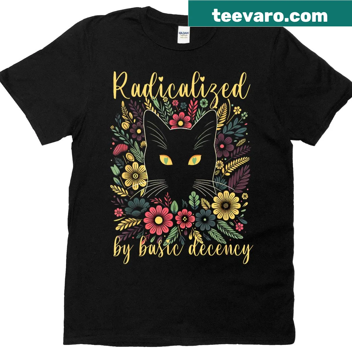Cat and floral design on a sentimental t-shirt — on a men's t-shirt