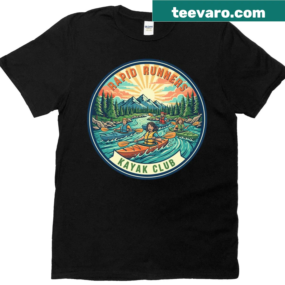 Illustration of kayaking activity on T-shirt. — on a men's t-shirt